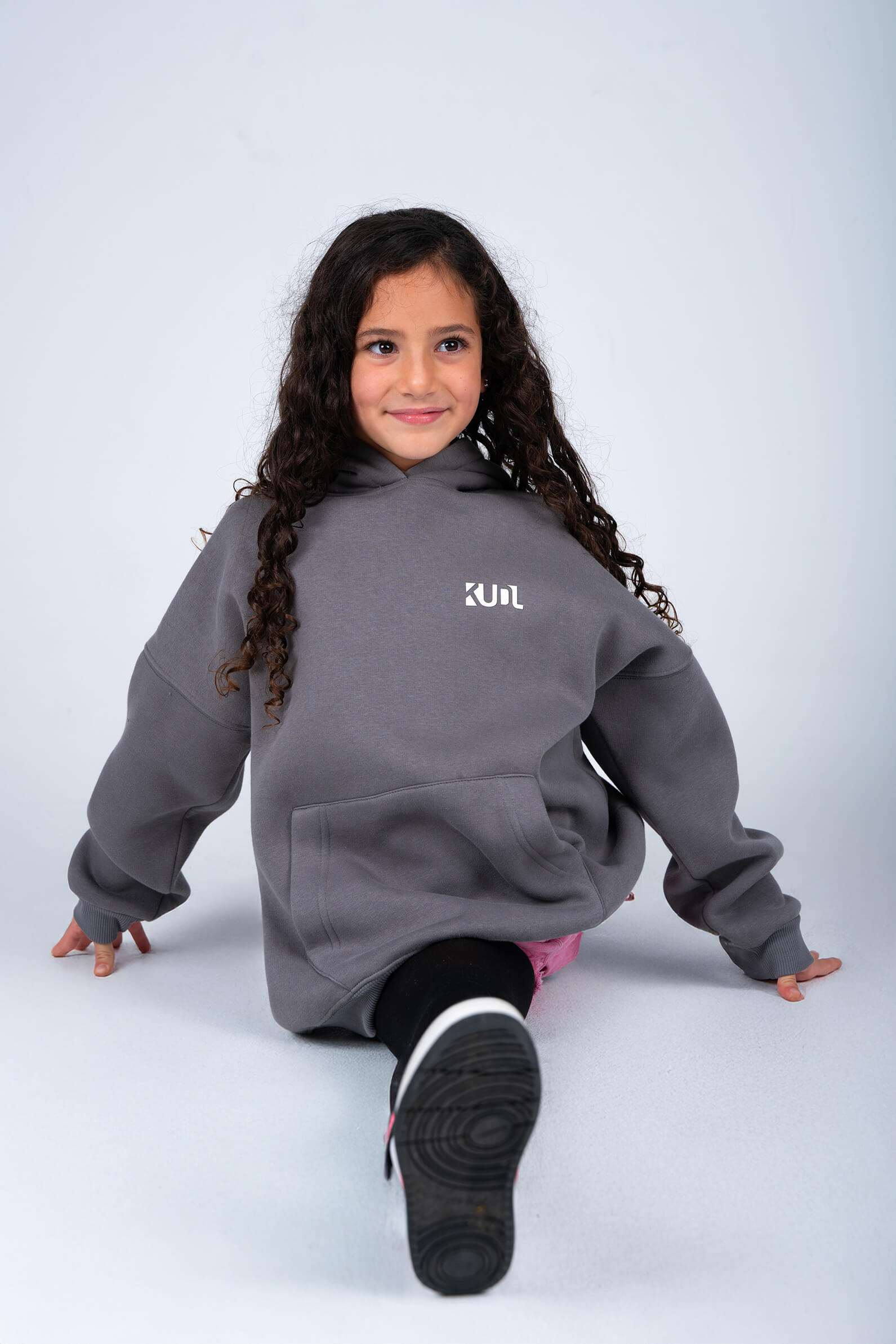 embroidered grey hoodie