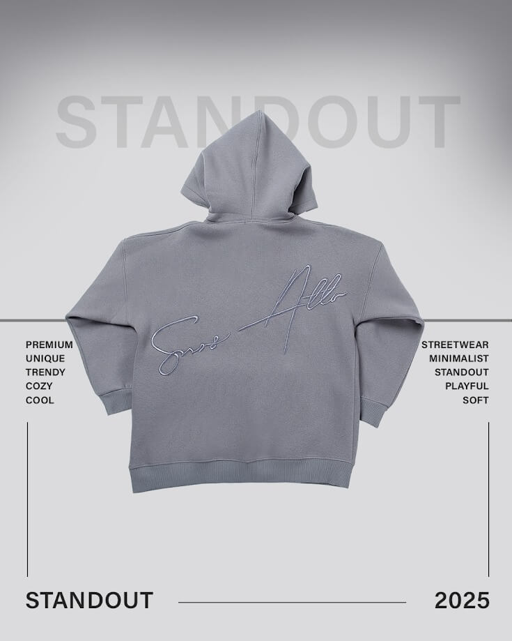 embroidered gray hoodie
